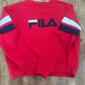 Fila Newton Striped Sweatshirt • Medium • Red/Black/White